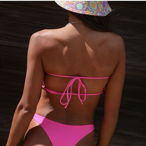 NWT Byoauo Hot Pink Bikini Swim Top Size Large - Picture 3 of 8